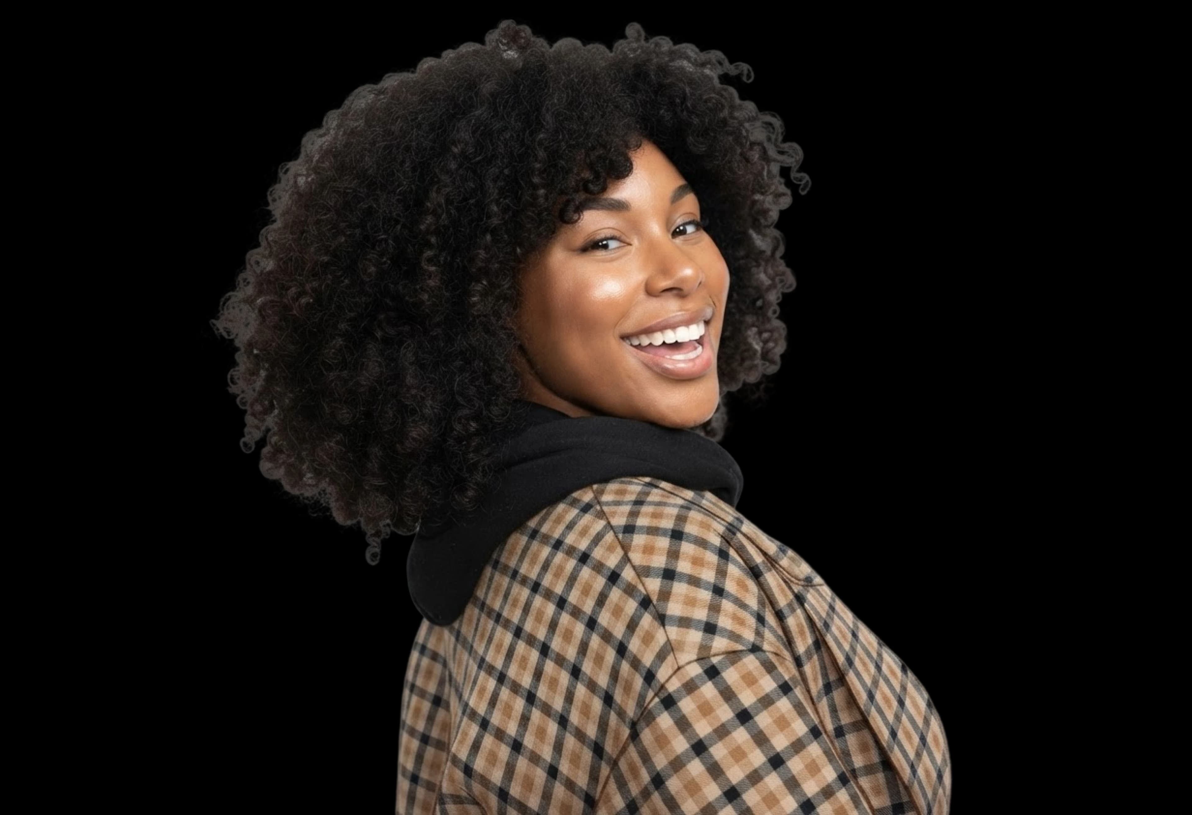 Tracklio user smiling over her shoulder